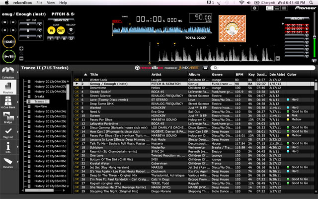 full screen view of
                        rekordbox computer software